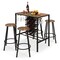Bar Table Set 5-Piece with Stools, Wine Storage, and Glass Rack